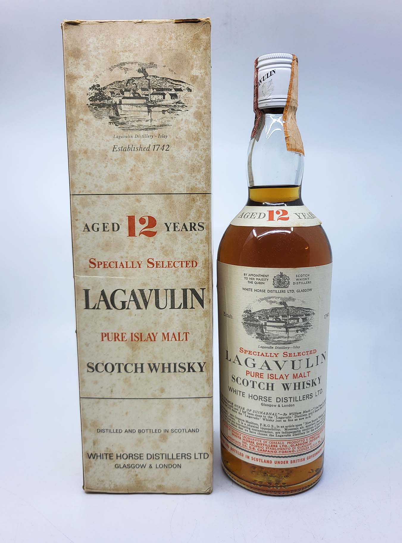 Lagavulin 12 years old WHite Horse 1970’s Carpano imp. 750ml, 43%